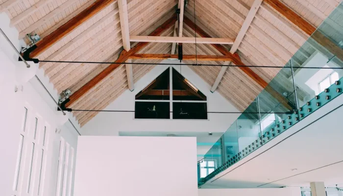 residential-ac-ventilation-brownsville-tx.jpg High vaulted wooden ceiling in a modern home requiring optimised airflow management and custom AC repair Brownsville, TX solutions.